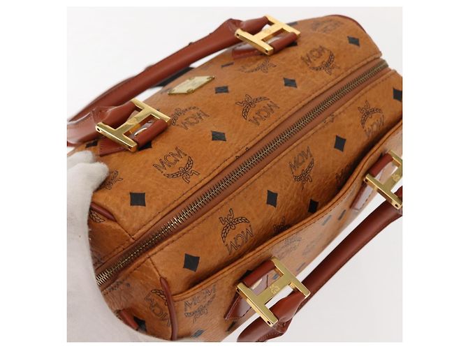 Borsa MCM Vicetos Logogram PVC 2 in 1 Marrone Oro Auth BA5195 D'oro - vista 6