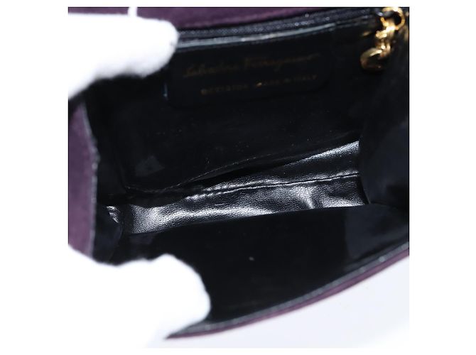 Borsa a mano Vala in suede 2 in 1 Salvatore Ferragamo Viola Oro Auth bs30438 D'oro Porpora - vista 18
