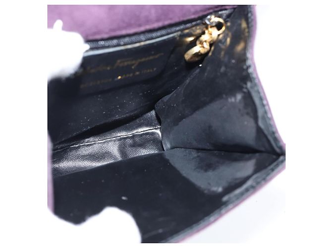 Borsa a mano Vala in suede 2 in 1 Salvatore Ferragamo Viola Oro Auth bs30438 D'oro Porpora - vista 19