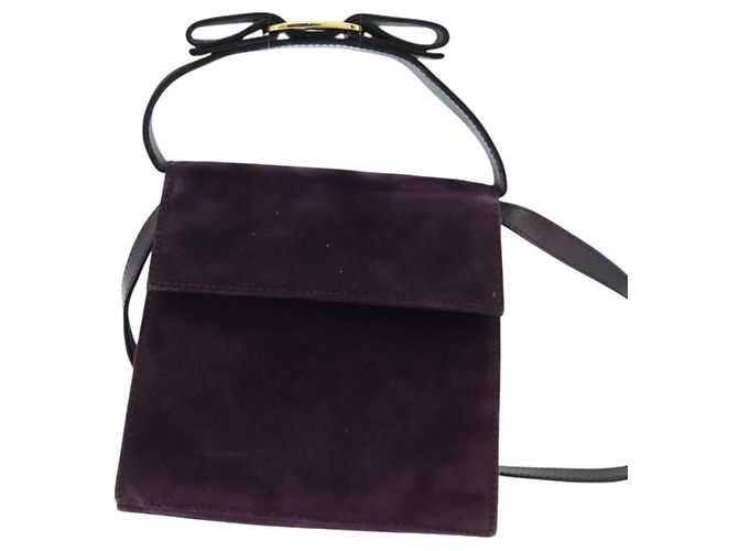 Borsa a mano Vala in suede 2 in 1 Salvatore Ferragamo Viola Oro Auth bs30438 D'oro Porpora - vista 2