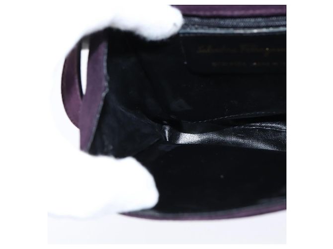Borsa a mano Vala in suede 2 in 1 Salvatore Ferragamo Viola Oro Auth bs30438 D'oro Porpora - vista 20
