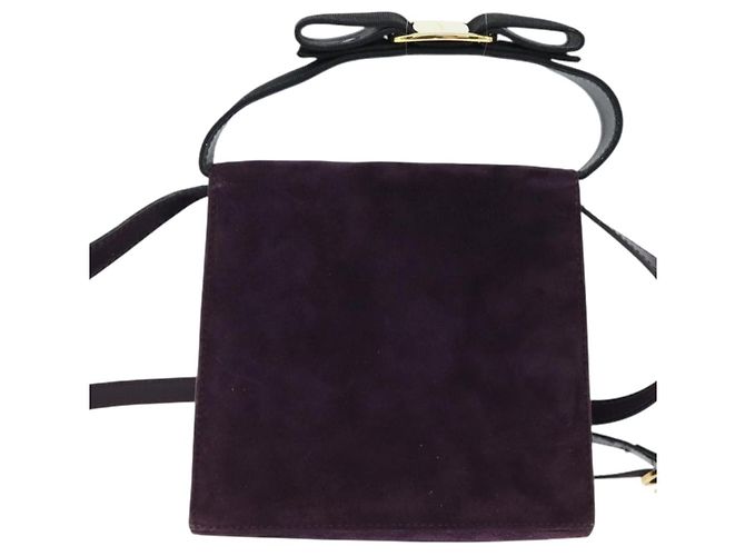 Borsa a mano Vala in suede 2 in 1 Salvatore Ferragamo Viola Oro Auth bs30438 D'oro Porpora - vista 3