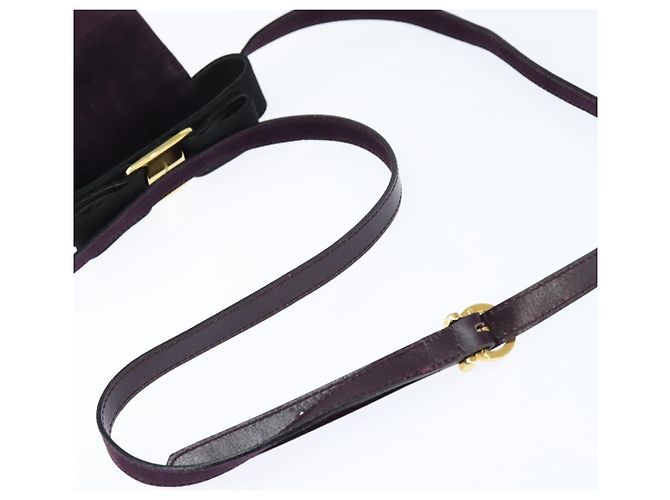 Borsa a mano Vala in suede 2 in 1 Salvatore Ferragamo Viola Oro Auth bs30438 D'oro Porpora - vista 9