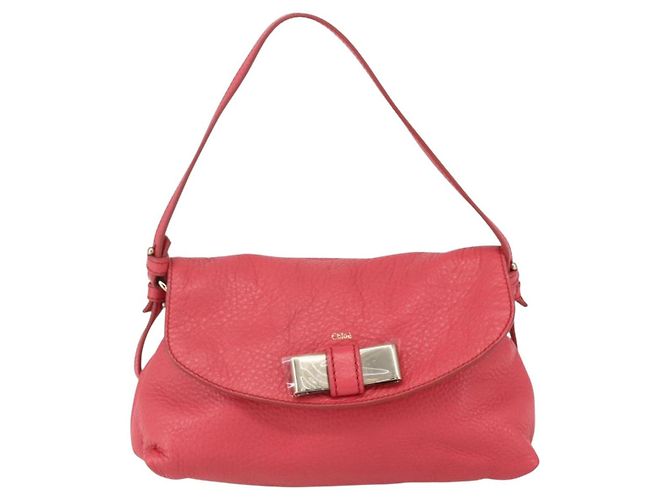 Chloé Borsa a Mano Chloe Lily in Pelle 2 in 1 Rosa Argento Auth BA7367V - vista 2