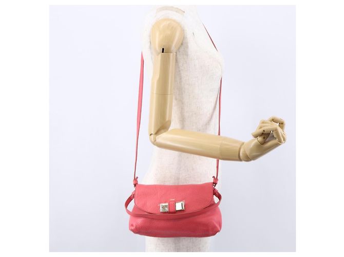 Chloé Borsa a Mano Chloe Lily in Pelle 2 in 1 Rosa Argento Auth BA7367V - vista 22