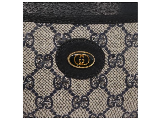 Gucci Borsa a Spalla GG Supreme in PVC Pelle Blu Navy Oro 904 02 020 Auth gh1135 D'oro - vista 14