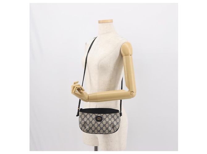 Gucci Borsa a Spalla GG Supreme in PVC Pelle Blu Navy Oro 904 02 020 Auth gh1135 D'oro - vista 23