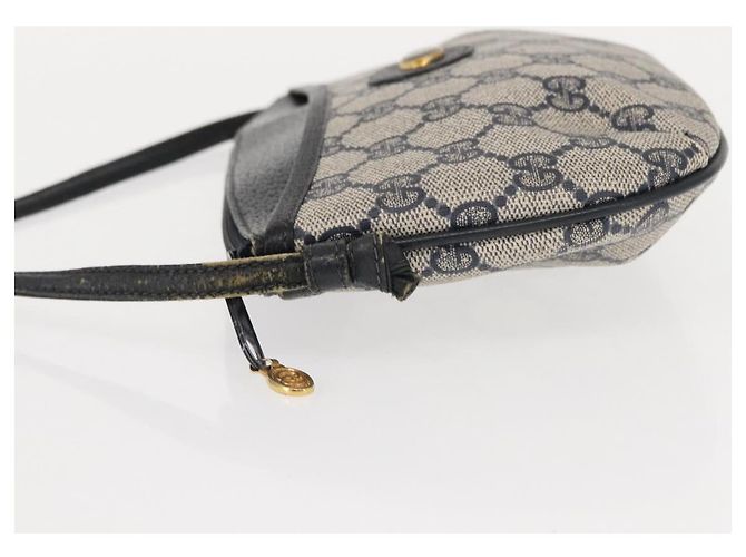 Gucci Borsa a Spalla GG Supreme in PVC Pelle Blu Navy Oro 904 02 020 Auth gh1135 D'oro - vista 5