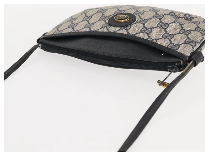 Gucci Borsa a Spalla GG Supreme in PVC Pelle Blu Navy Oro 904 02 020 Auth gh1135 D'oro - vista 6