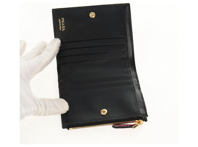 PRADA Bifold Wallet Leather Pink Auth 136570V - view 13