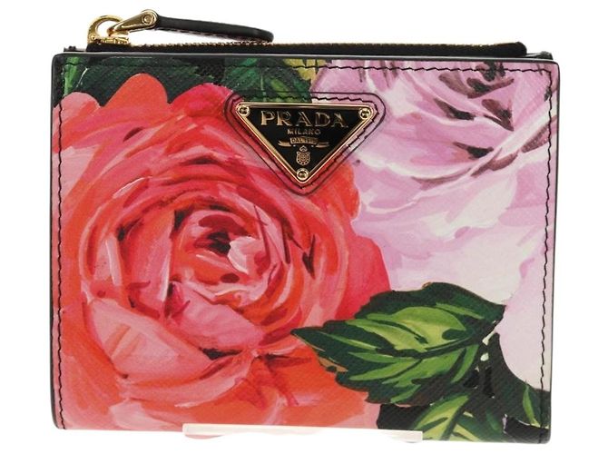 PRADA Bifold Wallet Leather Pink Auth 136570V - view 2