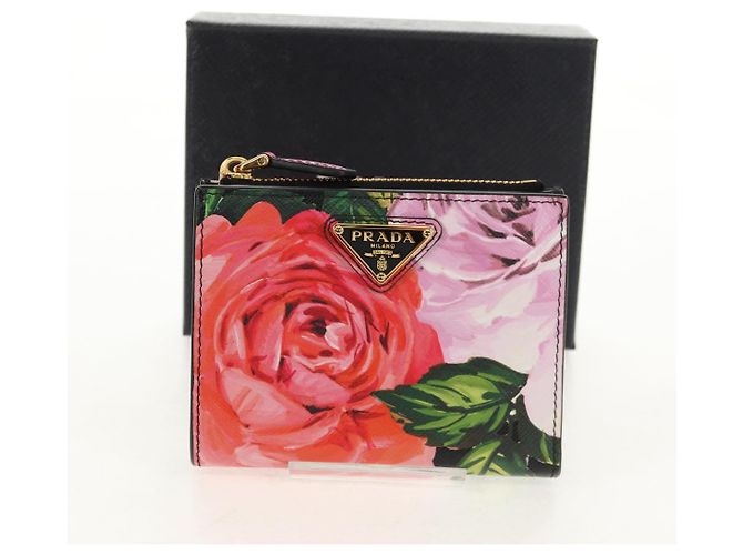 PRADA Bifold Wallet Leather Pink Auth 136570V - view 21