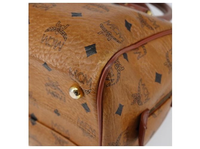 Borsa Boston MCM Logogram Vicetos in pelle PVC marrone e oro Auth gh1076 D'oro - vista 10