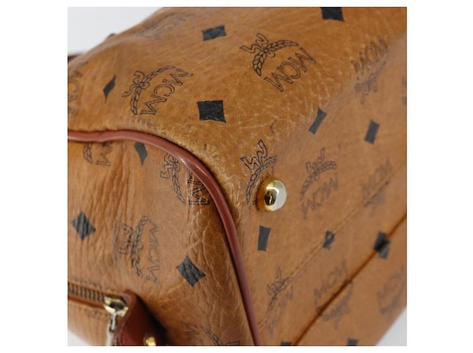 Borsa Boston MCM Logogram Vicetos in pelle PVC marrone e oro Auth gh1076 D'oro - vista 11