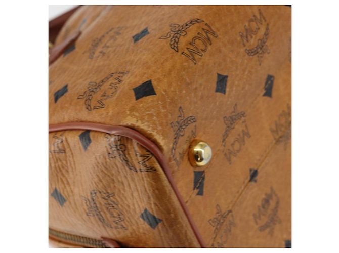 Borsa Boston MCM Logogram Vicetos in pelle PVC marrone e oro Auth gh1076 D'oro - vista 13