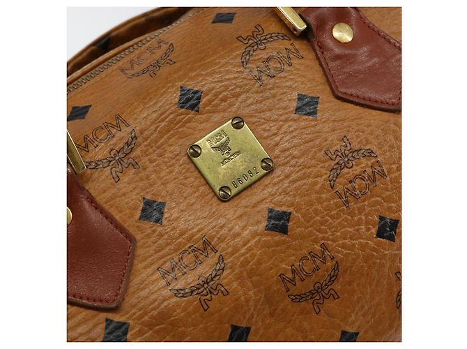 Borsa Boston MCM Logogram Vicetos in pelle PVC marrone e oro Auth gh1076 D'oro - vista 15