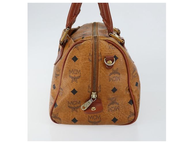 Borsa Boston MCM Logogram Vicetos in pelle PVC marrone e oro Auth gh1076 D'oro - vista 4