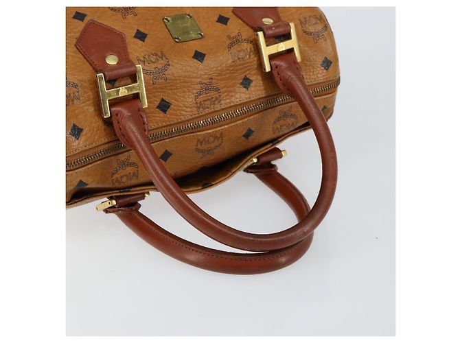 Borsa Boston MCM Logogram Vicetos in pelle PVC marrone e oro Auth gh1076 D'oro - vista 7