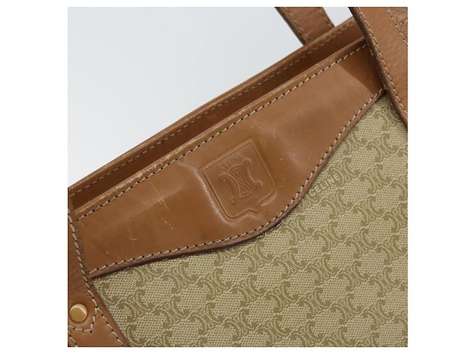 Céline Borsa a Spalla in Tela Macadam CELINE PVC Beige Oro Auth gh1093 D'oro - vista 14
