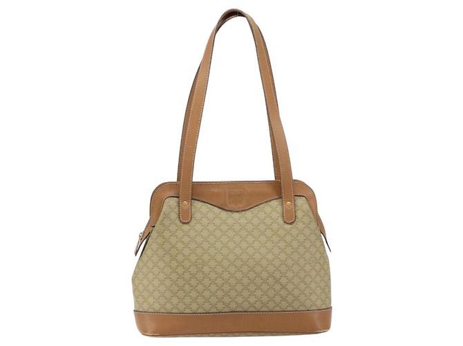 Céline Borsa a Spalla in Tela Macadam CELINE PVC Beige Oro Auth gh1093 D'oro - vista 2