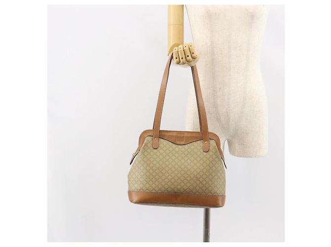 Céline Borsa a Spalla in Tela Macadam CELINE PVC Beige Oro Auth gh1093 D'oro - vista 23