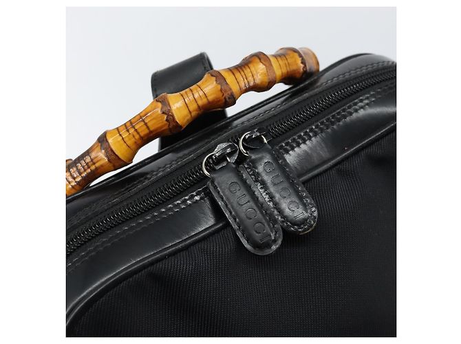 Sac Gucci Bamboo en nylon émaillé 2 en 1 noir argent 003 2058 0059 5 Auth gh1147 Argenté - vue 16