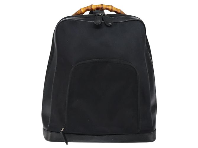 Sac Gucci Bamboo en nylon émaillé 2 en 1 noir argent 003 2058 0059 5 Auth gh1147 Argenté - vue 2