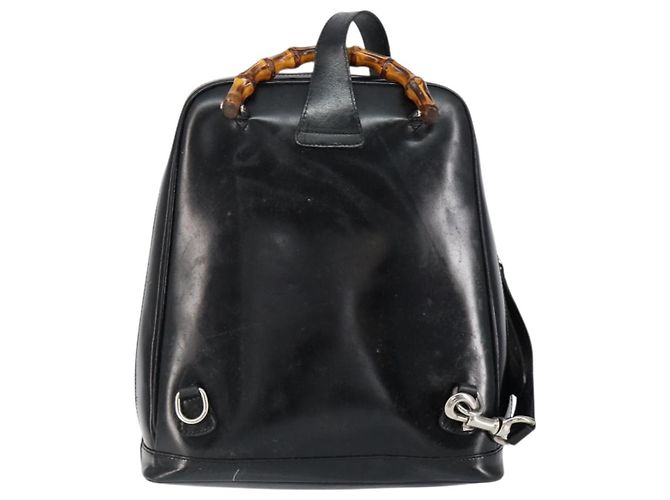 Sac Gucci Bamboo en nylon émaillé 2 en 1 noir argent 003 2058 0059 5 Auth gh1147 Argenté - vue 3