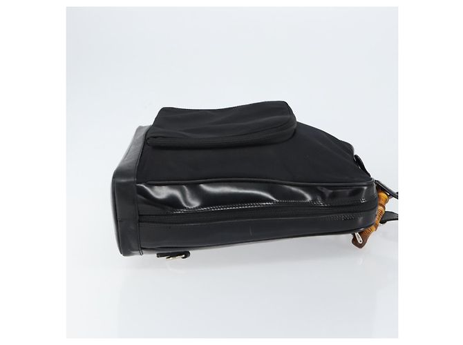 Sac Gucci Bamboo en nylon émaillé 2 en 1 noir argent 003 2058 0059 5 Auth gh1147 Argenté - vue 4
