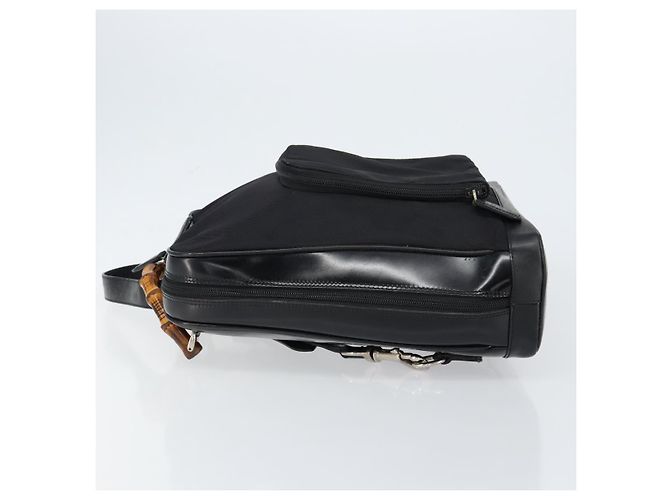 Sac Gucci Bamboo en nylon émaillé 2 en 1 noir argent 003 2058 0059 5 Auth gh1147 Argenté - vue 5