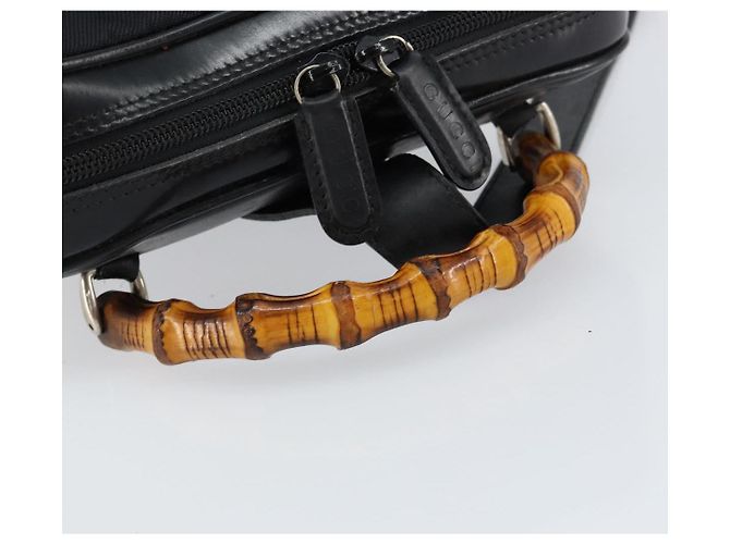 Sac Gucci Bamboo en nylon émaillé 2 en 1 noir argent 003 2058 0059 5 Auth gh1147 Argenté - vue 7