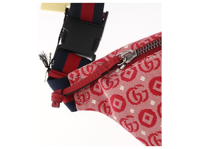 GUCCI Bolsa de Corpo Sherry Line em Lona e Couro Vermelho Prata 502095 Auth BA7468 - vista 15