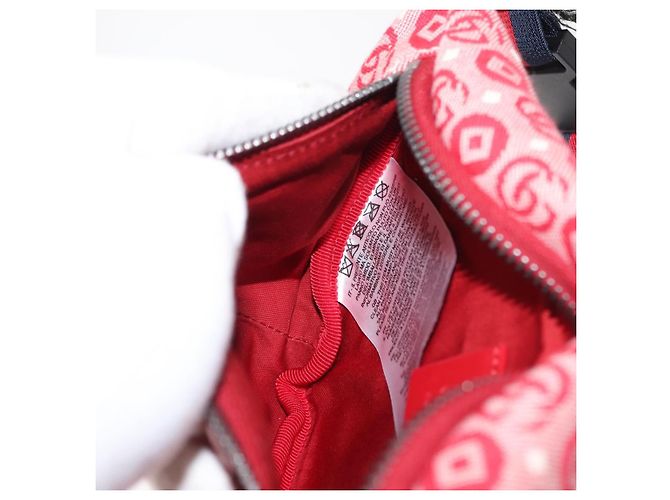 GUCCI Bolsa de Corpo Sherry Line em Lona e Couro Vermelho Prata 502095 Auth BA7468 - vista 19
