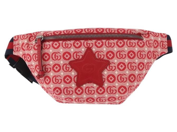 GUCCI Bolsa de Corpo Sherry Line em Lona e Couro Vermelho Prata 502095 Auth BA7468 - vista 2