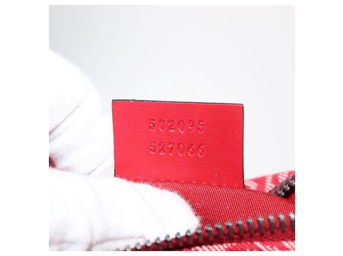 GUCCI Bolsa de Corpo Sherry Line em Lona e Couro Vermelho Prata 502095 Auth BA7468 - vista 20