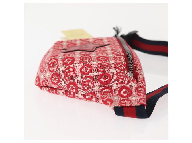 GUCCI Bolsa de Corpo Sherry Line em Lona e Couro Vermelho Prata 502095 Auth BA7468 - vista 4
