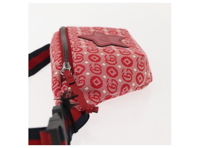 GUCCI Bolsa de Corpo Sherry Line em Lona e Couro Vermelho Prata 502095 Auth BA7468 - vista 5