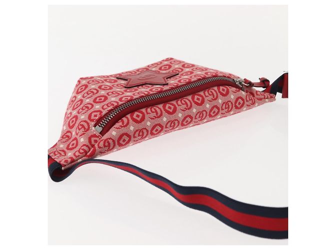 GUCCI Bolsa de Corpo Sherry Line em Lona e Couro Vermelho Prata 502095 Auth BA7468 - vista 6