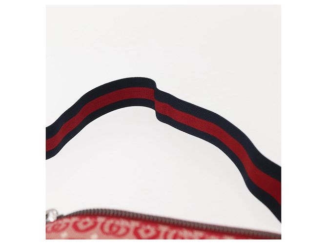 GUCCI Bolsa de Corpo Sherry Line em Lona e Couro Vermelho Prata 502095 Auth BA7468 - vista 8