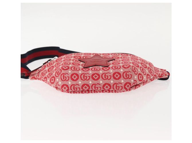 GUCCI Bolsa de Corpo Sherry Line em Lona e Couro Vermelho Prata 502095 Auth BA7468 - vista 9
