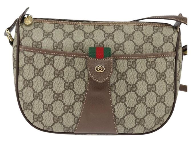 Borsa Sherry Line GG Supreme Web di GUCCI in PVC beige e oro 001 754 6177 Auth 150554 D'oro - vista 2