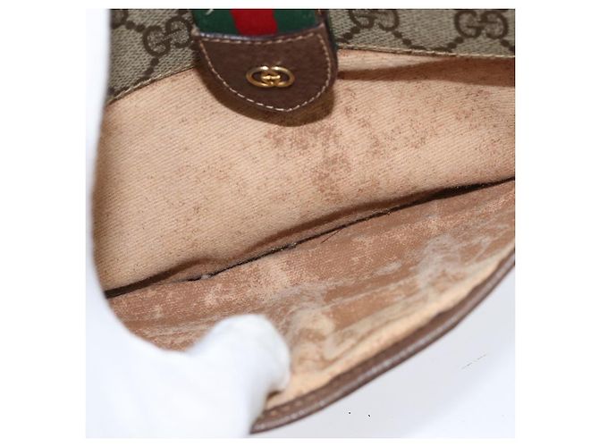 Borsa Sherry Line GG Supreme Web di GUCCI in PVC beige e oro 001 754 6177 Auth 150554 D'oro - vista 20