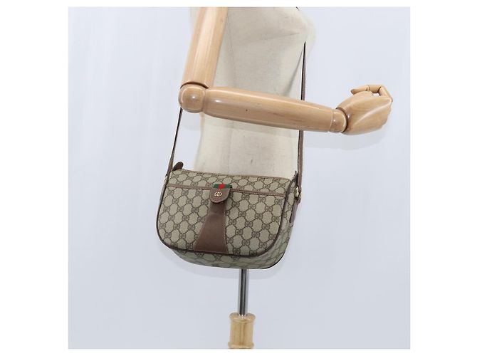 Borsa Sherry Line GG Supreme Web di GUCCI in PVC beige e oro 001 754 6177 Auth 150554 D'oro - vista 22