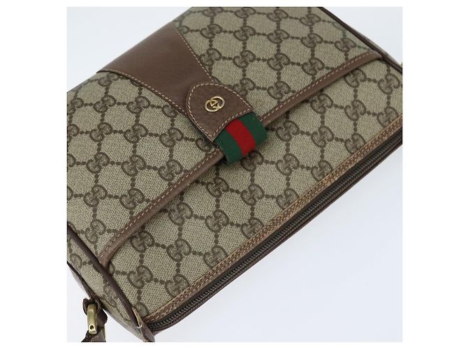 Borsa Sherry Line GG Supreme Web di GUCCI in PVC beige e oro 001 754 6177 Auth 150554 D'oro - vista 6