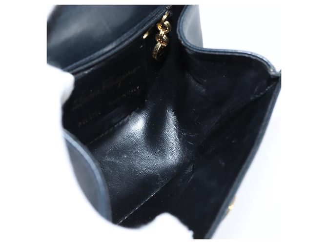 Borsa a Spalla Gancini in Pelle Salvatore Ferragamo Blu Navy Oro Auth 150345 D'oro - vista 17
