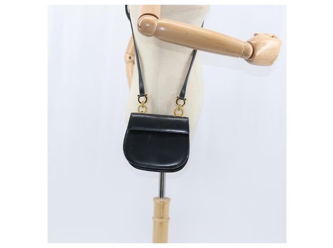 Borsa a Spalla Gancini in Pelle Salvatore Ferragamo Blu Navy Oro Auth 150345 D'oro - vista 20