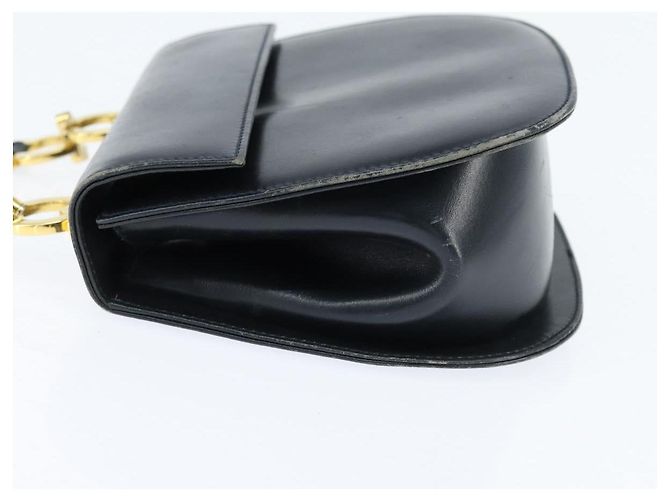 Borsa a Spalla Gancini in Pelle Salvatore Ferragamo Blu Navy Oro Auth 150345 D'oro - vista 4