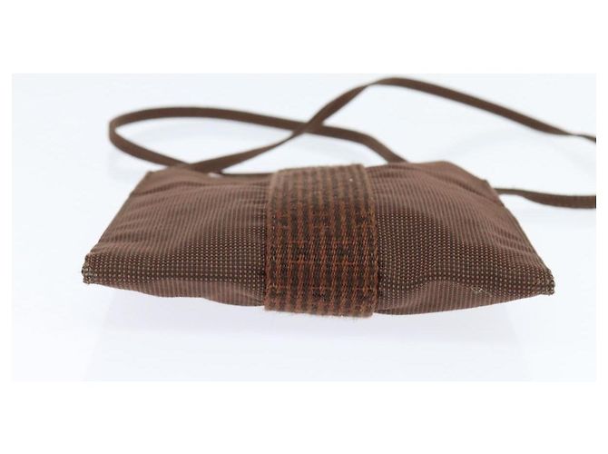 Hermès HERMES Pochette Her Line MM Borsa a Spalla in Tela Marrone Auth 150447 - vista 9
