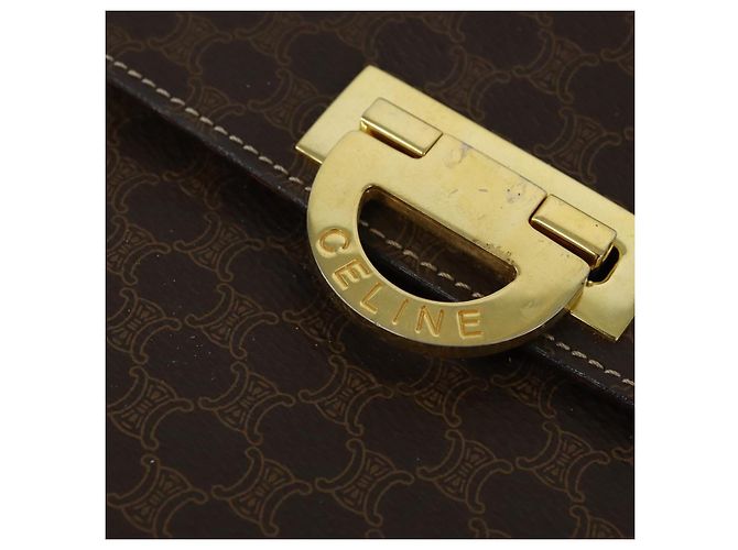Céline Borsa a mano in tela Macadam CELINE in pelle PVC 2 in 1 marrone oro Auth hk3227 D'oro - vista 16