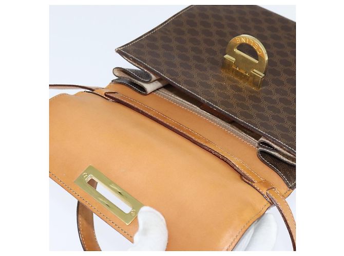 Céline Borsa a mano in tela Macadam CELINE in pelle PVC 2 in 1 marrone oro Auth hk3227 D'oro - vista 17